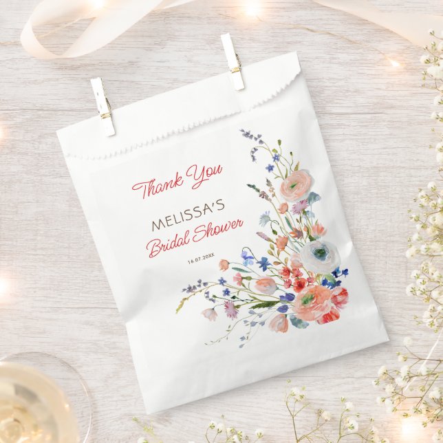 Elegant Floral Bridal Shower Favor Bag (Clipped)