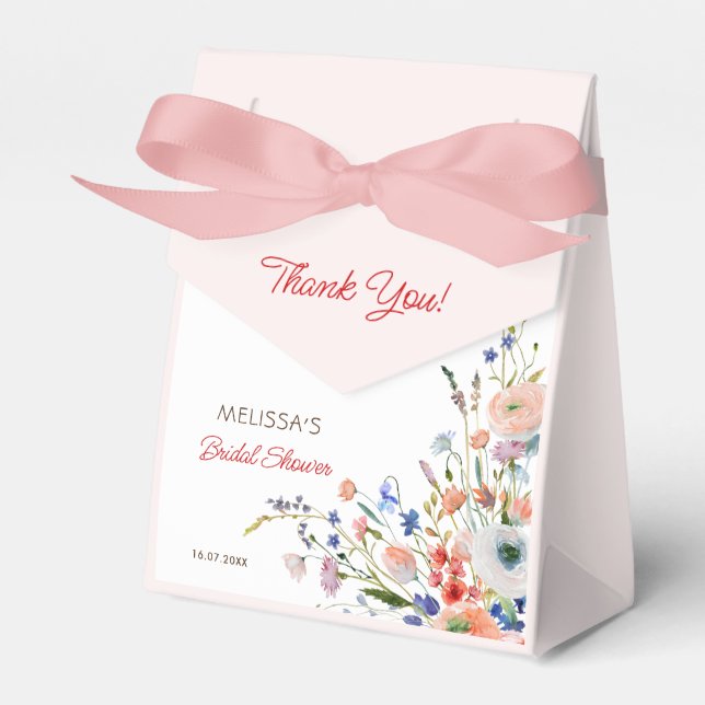 Elegant Floral Bridal Shower Favor Boxes (Front Side)