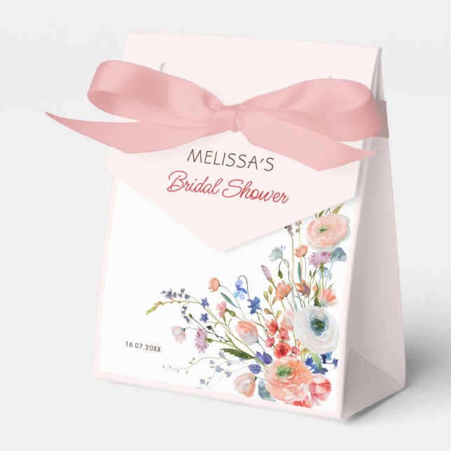 Elegant Floral Bridal Shower Favor Boxes (Front Side)