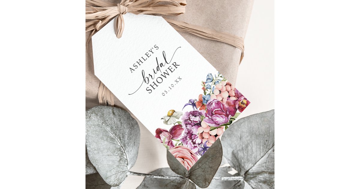Elegant Floral Bridal Shower Gift Tags | Zazzle
