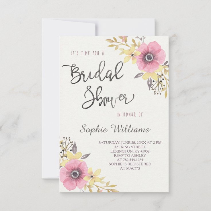 Elegant Floral Bridal Shower Invitation | Zazzle