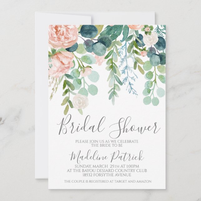 Elegant Floral Bridal Shower Invitation (Front)