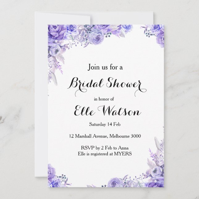 Elegant Floral Bridal Shower Invitation (Front)