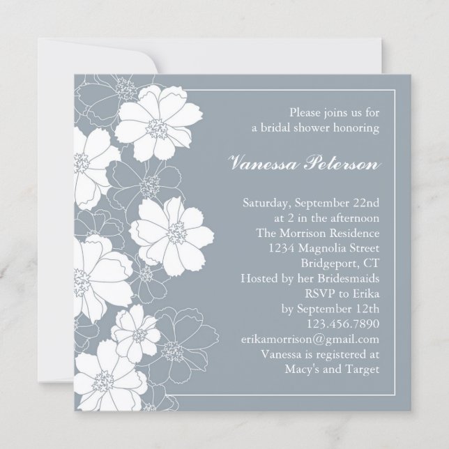 Elegant Floral Bridal Shower Invitation (Front)