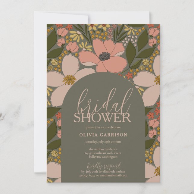 Elegant Floral Bridal Shower Invitation (Front)