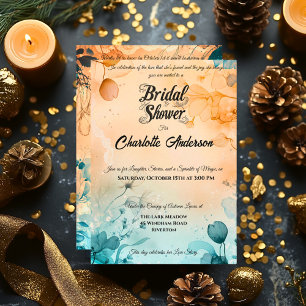 Elegant Floral Bridal Shower Invitation Coral Teal