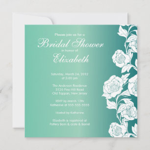 Elegant Floral Bridal Shower Invitation Jade