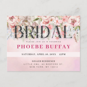 Elegant Floral Bridal Shower Invitation Postcard
