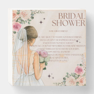 Elegant Floral Bridal Shower Invitation with Roman Wooden Box Sign