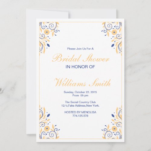 Elegant Floral Bridal Shower Invitaton Card