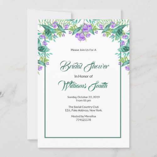 Elegant Floral Bridal Shower Invitaton Card