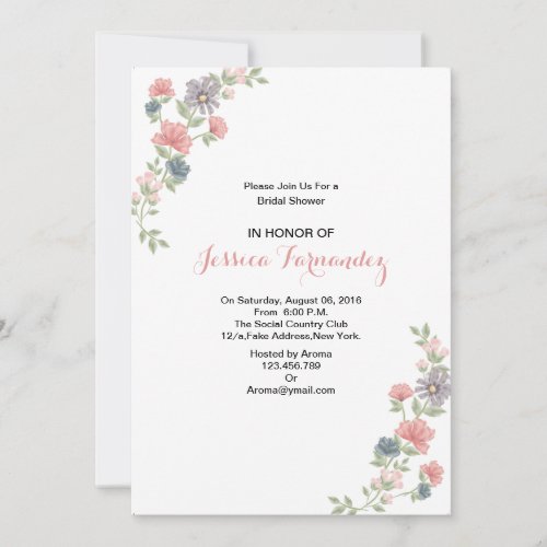 Elegant Floral Bridal Shower Invitaton Card