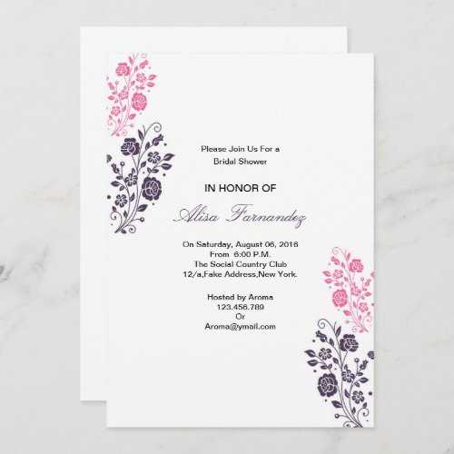 Elegant Floral Bridal Shower Invitaton Card