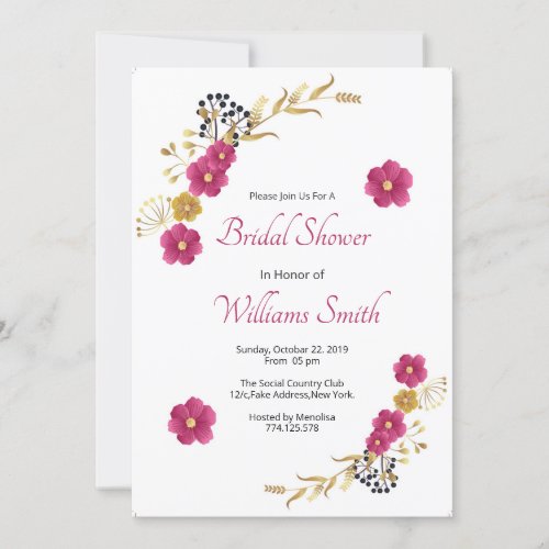 Elegant Floral Bridal Shower Invitaton Invitation