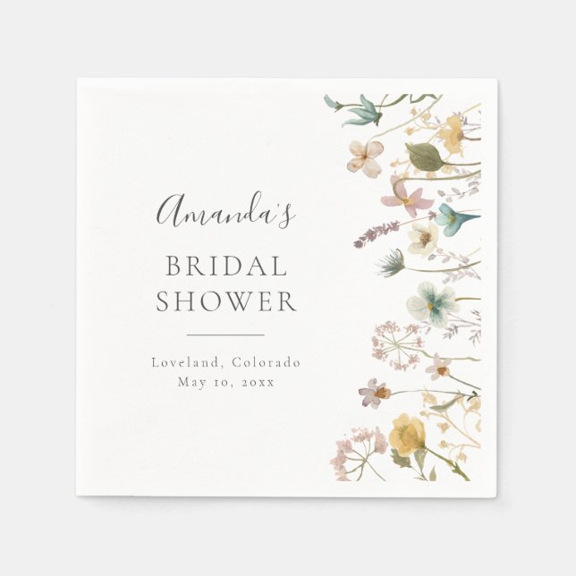 Elegant Floral Bridal Shower Napkins (Front)