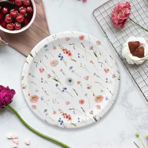 Elegant Floral Bridal Shower Paper Plates