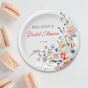 Elegant Floral Bridal Shower Paper Plates