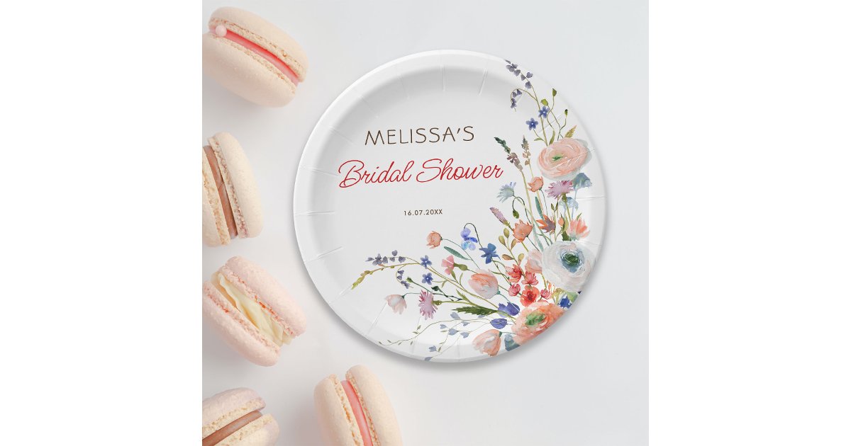 Elegant Floral Bridal Shower Paper Plates | Zazzle