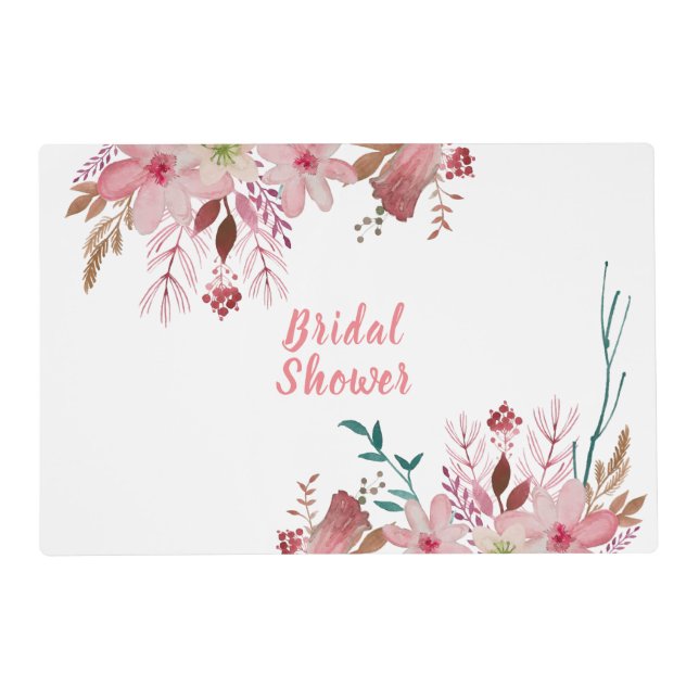 Elegant floral Bridal Shower placemat (Front)