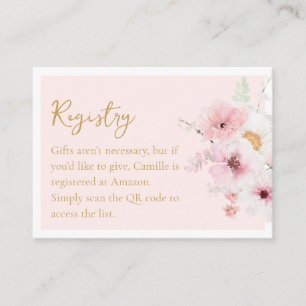 Elegant Floral Bridal Shower QR Code Registry Enclosure Card