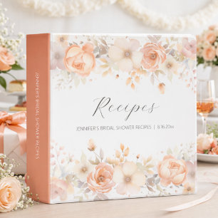 Elegant Floral Bridal Shower Recipe 3 Ring Binder