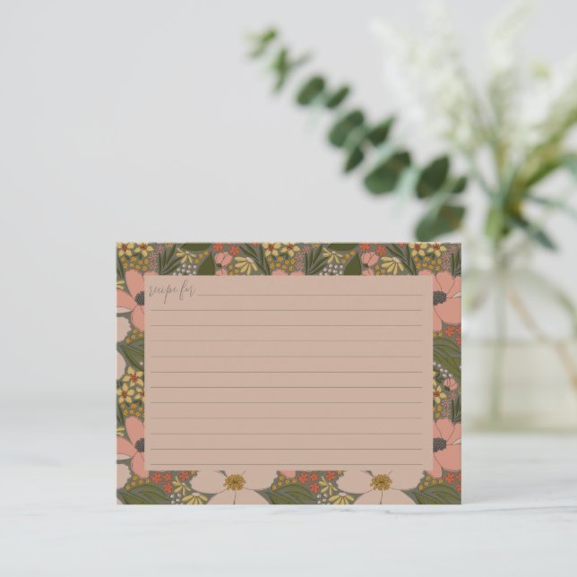 Elegant Floral Bridal Shower Recipe Card (Standing Front)