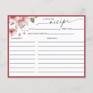 Elegant Floral Bridal Shower Recipe Cards
