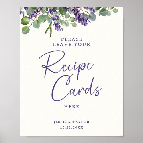 Elegant Floral Bridal Shower Recipe Cards Poster