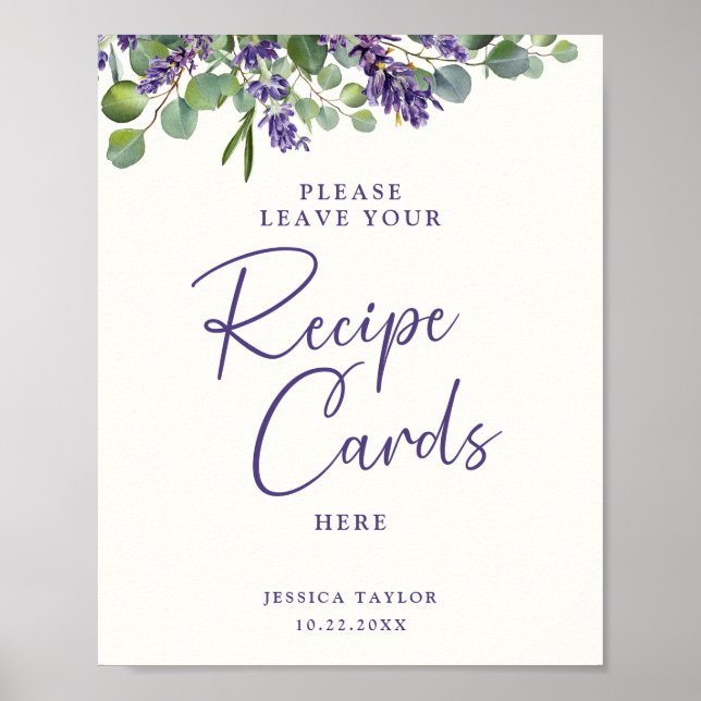 Elegant Floral Bridal Shower Recipe Cards Poster (Front)