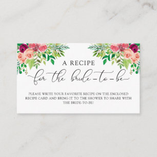 Elegant Floral Bridal Shower Recipe Request Enclosure Card