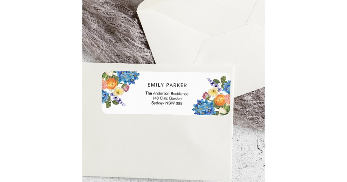 Elegant Floral Bridal Shower Return Address Label | Zazzle