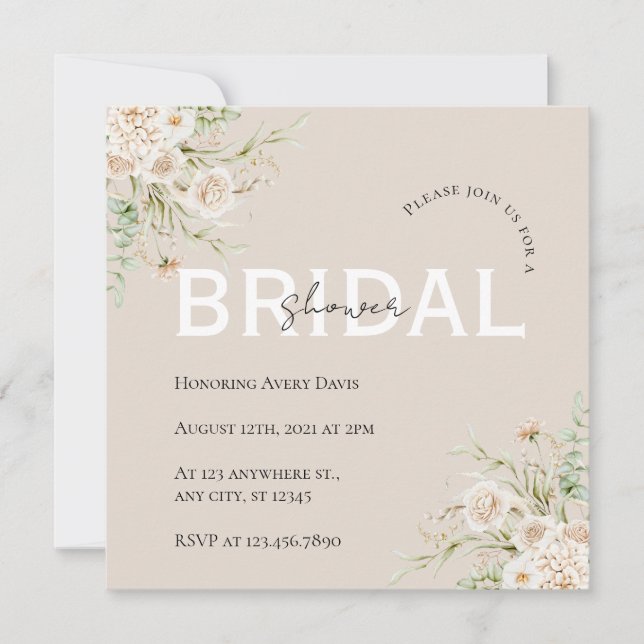 Elegant Floral Bridal Shower Save The Date (Front)