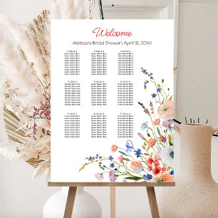 Elegant Floral Bridal Shower Seating Chart Foam Board