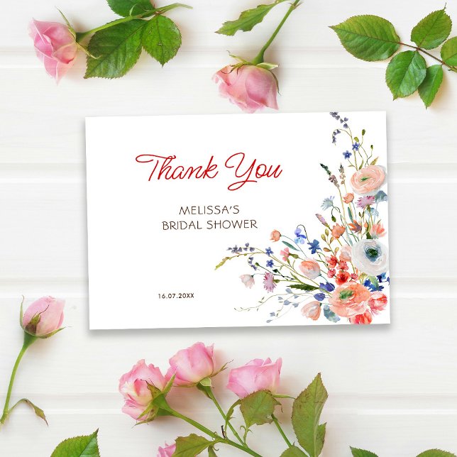 Elegant Floral Bridal Shower Thank You Card (Creator Uploaded)