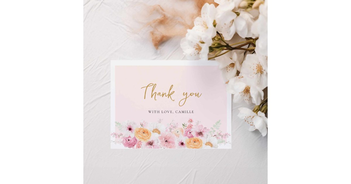 Elegant Floral Bridal Shower Thank You Card | Zazzle