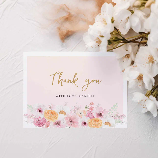 Elegant Floral Bridal Shower Thank You Card | Zazzle