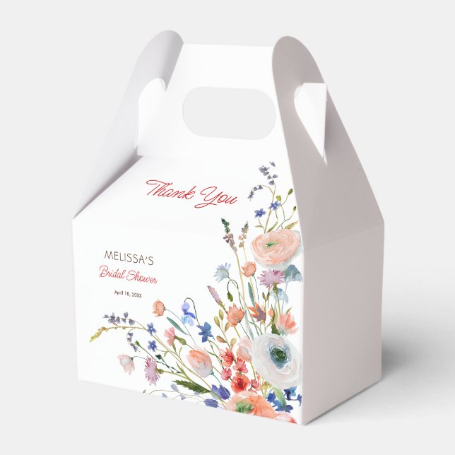Elegant Floral Bridal Shower Thank You Favor Boxes (Front Side)