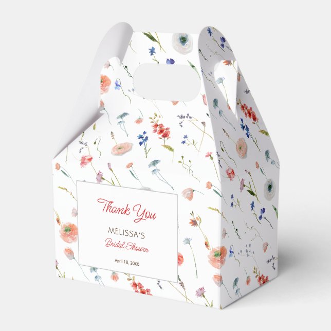 Elegant Floral Bridal Shower Thank You Favor Boxes (Front Side)