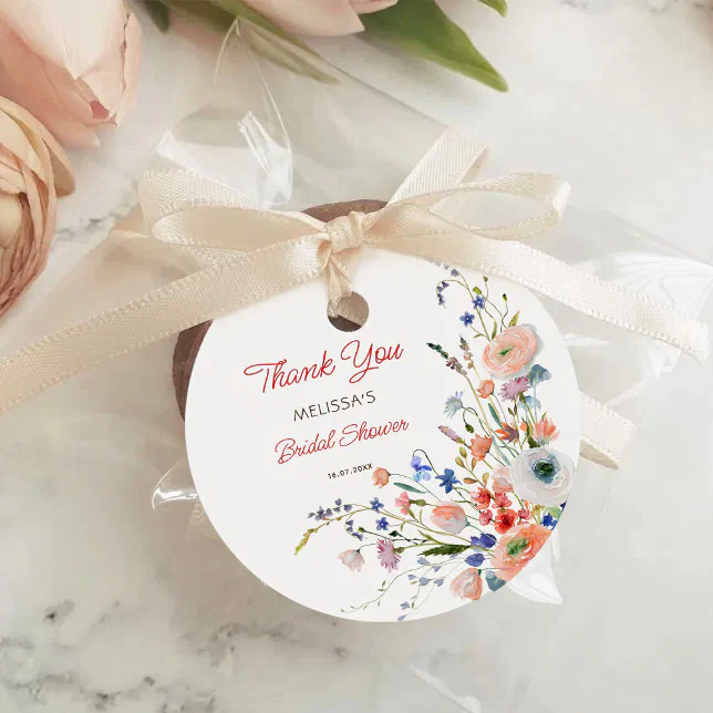 Elegant Floral Bridal Shower Thank You Favor Tags | Zazzle