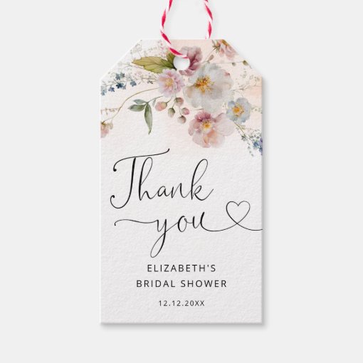 Elegant Floral Bridal Shower Thank You Favor Tags | Zazzle