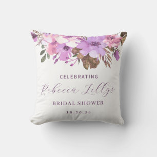 Elegant Floral Bridal Shower Throw Pillow