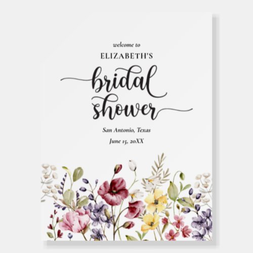 Elegant Floral Bridal Shower Welcome Foam Board