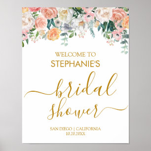 Elegant Floral Bridal Shower Welcome Poster