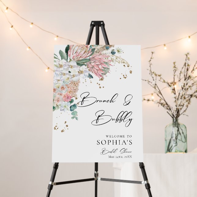Elegant Floral Bridal Shower Welcome Sign (In Situ (Stand))