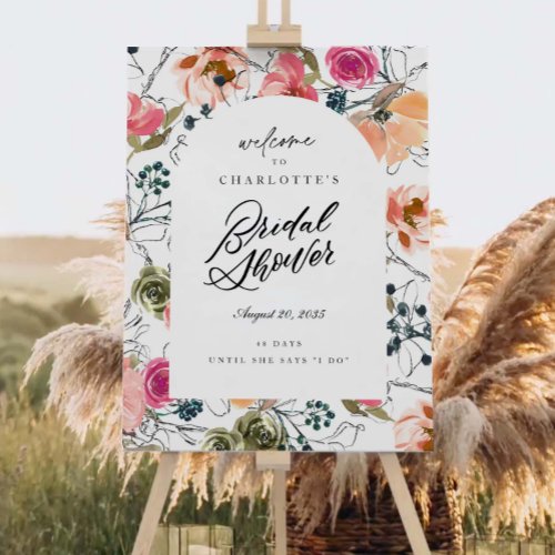 Elegant Floral Bridal Shower Welcome Sign C221