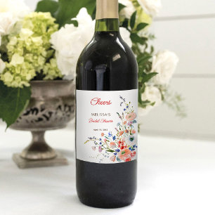 Elegant Floral Bridal Shower Wine Label