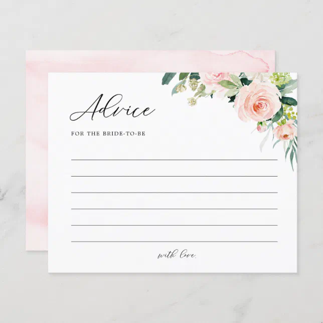 Elegant Floral Bridal Shower Words of Advice Card | Zazzle