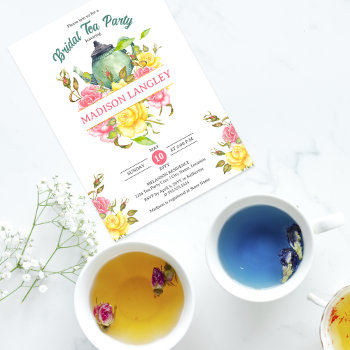 Elegant Floral Bridal Tea Invitation by SocialiteDesigns at Zazzle