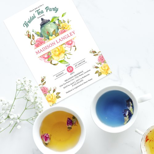 Elegant Floral Bridal Tea Invitation