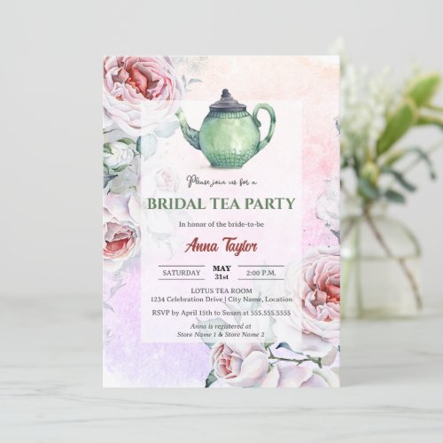 Elegant Floral Bridal Tea Party Invitation